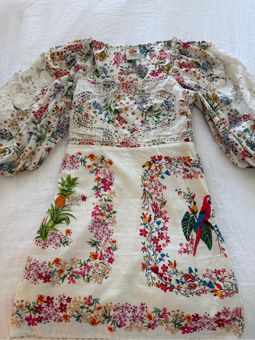 FARM Rio Delicate Forest Scarves Mini Dress in Small